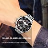 Luxury Mens Watches Fashion Stainless Steel Quartz Wrist Watch Calendar Date Luminous Clock Men Business Casual 5