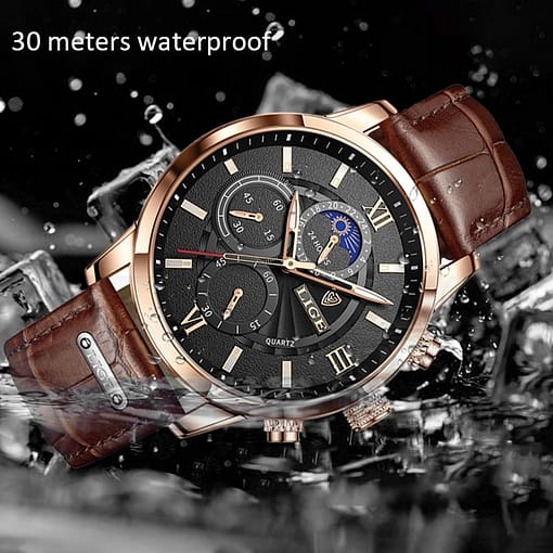 2022 Lige Men S Watches Top Brand Luxury Men Wrist Watch Leather Quartz Watch Sports Waterproof 3