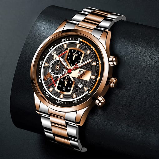 Brand Mens Watches Fashion Men Sport Stainless Steel Quartz Wristwatch Man Clock Business Casual Leather Watch 3