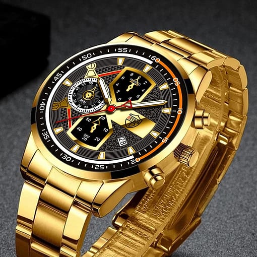 Brand Mens Stainless Steel Quartz Wristwatch