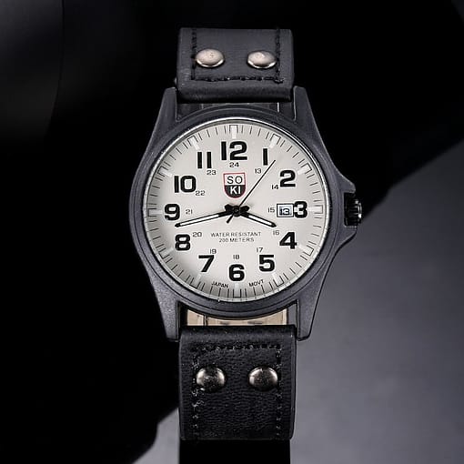 Brand Sport Military Watches Fashion Casual Quartz Watch Leather Analog Men 2020 New Soki Luxury Wristwatch 1
