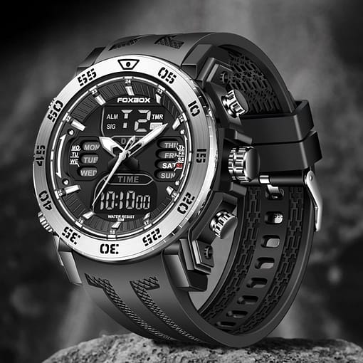 Foxbox Military Watch Waterproof Wristwatch Alarm Watches Mens Sport Dual Display Watch Digital Watch For Men 2