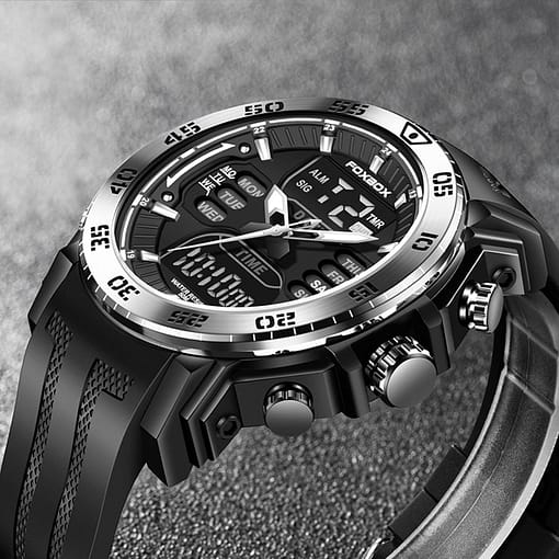 Foxbox Military Watch Waterproof Wristwatch Alarm Watches Mens Sport Dual Display Watch Digital Watch For Men 3