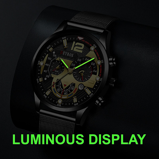 Fashion Mens Business Watches Luxury Gold Stainless Steel Mesh Belt Quartz Wrist Watch Luminous Clock Men 2
