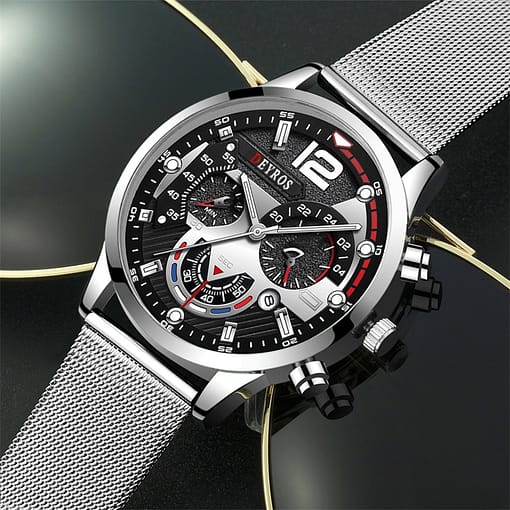 Fashion Mens Business Watches Luxury Gold Stainless Steel Mesh Belt Quartz Wrist Watch Luminous Clock Men 4