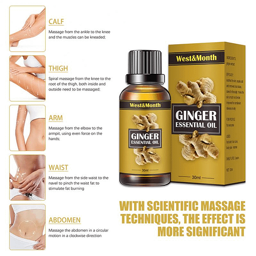 Ginger Slimming Essential Oil Lose Weight Lifting Firming Hip Lift Up Moisturizing Fat Burner Massage Spa 4