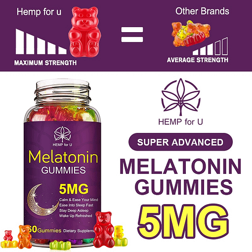 Hfu 5Mg Melatonin Gummies Health Pectin Fudge Anxiety Stress Relief Help Sleep Vitamin B6 Effective Sleep 1