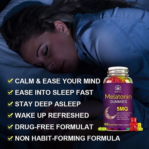 Hfu 5Mg Melatonin Gummies Health Pectin Fudge Anxiety Stress Relief Help Sleep Vitamin B6 Effective Sleep 2