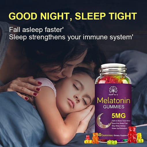 Hfu 5Mg Melatonin Gummies Health Pectin Fudge Anxiety Stress Relief Help Sleep Vitamin B6 Effective Sleep 3