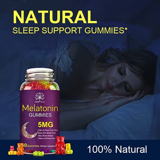 Hfu 5Mg Melatonin Gummies Health Pectin Fudge Anxiety Stress Relief Help Sleep Vitamin B6 Effective Sleep 4