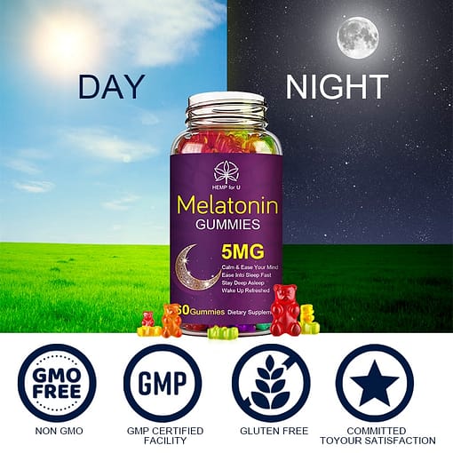 Hfu 5Mg Melatonin Gummies Health Pectin Fudge Anxiety Stress Relief Help Sleep Vitamin B6 Effective Sleep 5
