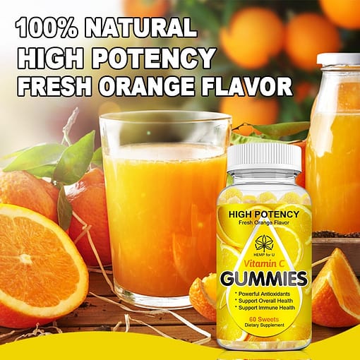 Hfu Vitamin C Orange Flavored Gummy Vit C Chewable Tablets Supplement Vc Improve Immunity For Adults 5