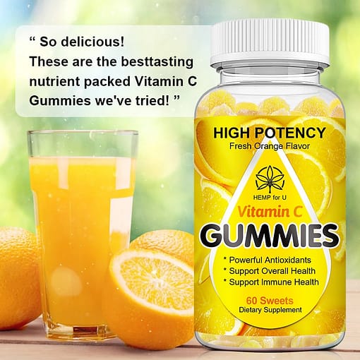 Hfu Vitamin C Orange Flavored Gummy Vit C Chewable Tablets Supplement Vc Improve Immunity For Adults
