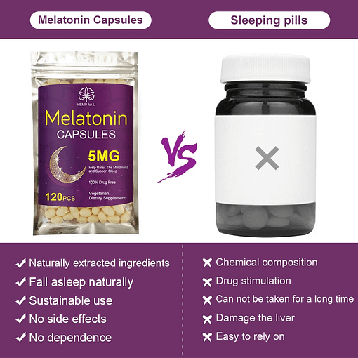 Hemp For U Melatonin Capsules Help Deep Sleep Vitamin B6 Save Insomnia Fall Asleep Fast Improve 2