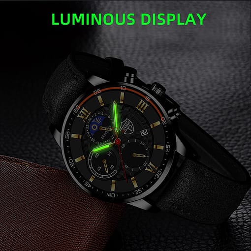 Men Sport Watch Stainless Steel Quartz Wristwatch Man Business Casual Simple Leather Bracelet Male Luminous Clock 2