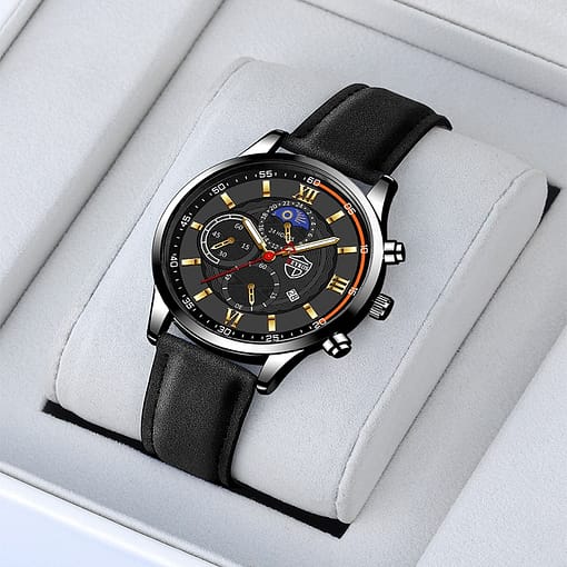 Men Sport Watch Stainless Steel Quartz Wristwatch Man Business Casual Simple Leather Bracelet Male Luminous Clock 4