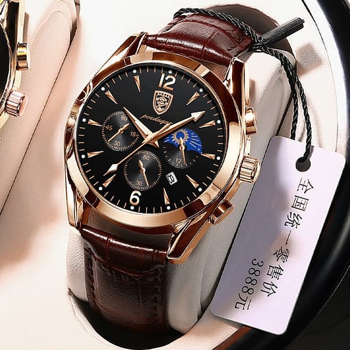 Poedagar 2021 New Fashion Men S Watch Leather Top Brand Luxury Waterproof Sports Mens Wristwatch Quartz 3