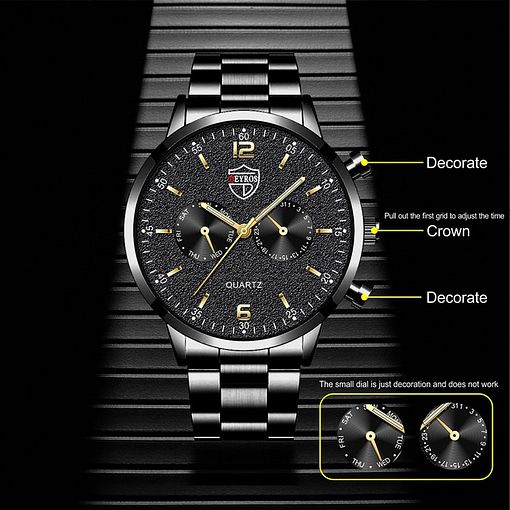Reloj Hombre 2022 Fashion Mens Watches Luxury Men Business Stainless Steel Quartz Watch Leather Luminous Clock 1