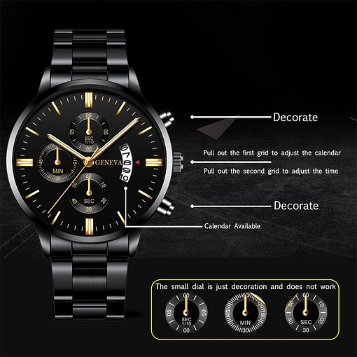 Reloj Hombre Fashion Men Stainless Steel Watch Luxury Calendar Quartz Wrist Watch Business Watches For Man 1
