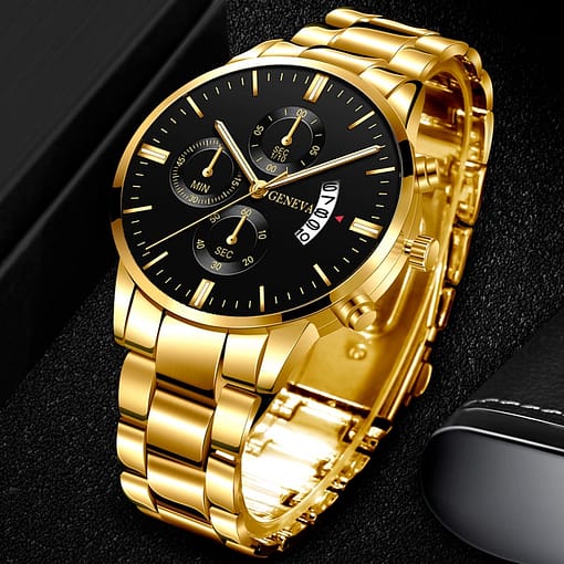 Reloj Hombre Fashion Men Stainless Steel Watch Luxury Calendar Quartz Wrist Watch Business Watches For Man 2