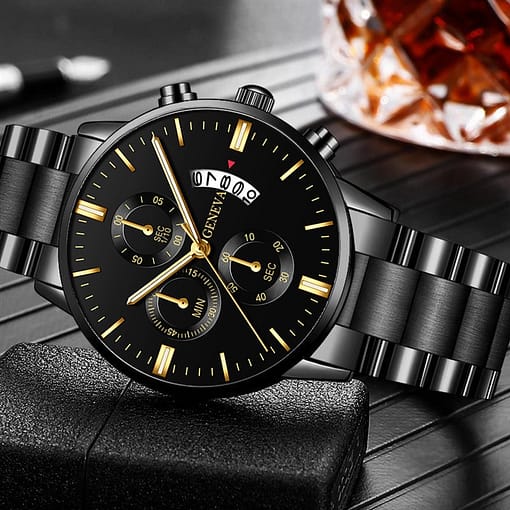 Reloj Hombre Fashion Men Stainless Steel Watch Luxury Calendar Quartz Wrist Watch Business Watches For Man 3