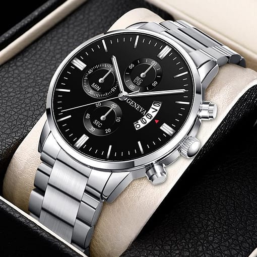 Reloj Hombre Fashion Men Stainless Steel Watch Luxury Calendar Quartz Wrist Watch Business Watches For Man 4